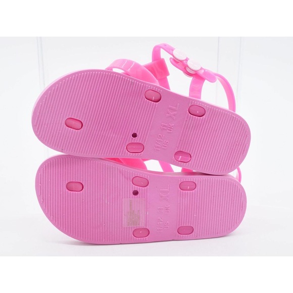 Delias Girl Sandals Little Girl 11/12 Pink Jelly Silver Glitter Button Slingback - Picture 5 of 5